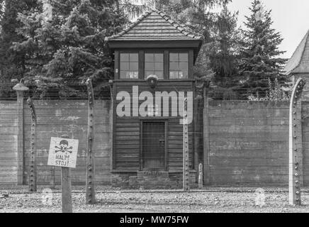 Auschwitz, Pologne - la plus meurtrière parmi les camps d'extermination construit au cours de l'holocauste, encore aujourd'hui, c'est toujours un coup de pied dans l'estomac pour les visiteurs Banque D'Images