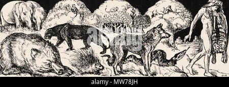 Illustration J. L. Kipling - "Le deuxième livre de la jungle" de Rudyard Kipling. London : Macmillan & Co., 1895. Première édition Banque D'Images