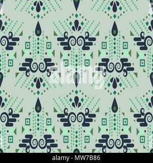 Géométriques ethniques d'été vert menthe modèle vectoriel continu. Illustration de Vecteur
