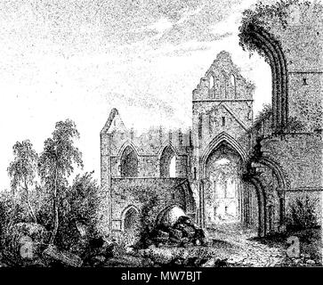 . Vue des ruines de l'abbaye de Saint-Sauveur-le-Vicomte, côté Nord . 1825. Ce fichier n'est pas informations sur l'auteur. 23 Abbaye-StSauveur-ruines Banque D'Images