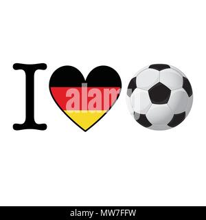 Je coeur bannière Football drapeau avec l'Allemagne. Concept aiment le foot Illustration de Vecteur