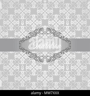 Floral argent invitation avec un floral frame. Cette image est une illustration vectorielle Illustration de Vecteur