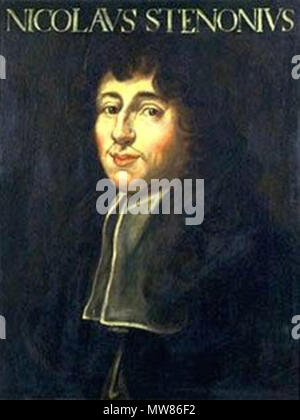 . Anglais : Portrait de Nicolas Stenonus, une partie de la série de portraits d'hommes éminents qui ont été associés à la cour de Ferdinand II et Cosme III. Mais non signé probablement peint entre 1666 et 1677 par Justus Sustermans. (Galerie des Offices, Florence, Italie) . 12 janvier 2012. Portrait de Nicolas inconnu 496 Stenonus Banque D'Images