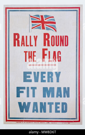 A la première guerre mondiale poster appel aux volontaires pour la guerre - Mobiliser le drapeau, chaque homme voulait mettre en place Banque D'Images