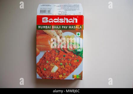 Pav Bhaji Badshah Mumbai Masala est un mélange d'épices utilisé pour rendre l'alimentation de rue Pau Bhaji Mumbai ou Pav Bhaji Banque D'Images