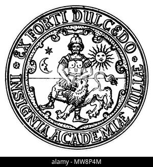 . Deutsch : Siegel/Wappen der Universität Helmstedt. Anglais : Sceau de l'Université d'Helmstedt . 27 février 2011, 11:17 (UTC). Wappen Helmstedt Universitaet.jpg : inconnue (autour de 1576) instruments : Furfur (talk) 557 Siegel Helmstedt Universitaet Banque D'Images