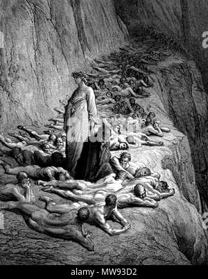 . (Portugais) Os avarentos. Dante conversa com o papa Adriano V (Divina Comédia, Purgatório, Canto XIX) . 19e siècle. Gustave Doré (1832-1883) 65 dante Avareza Banque D'Images