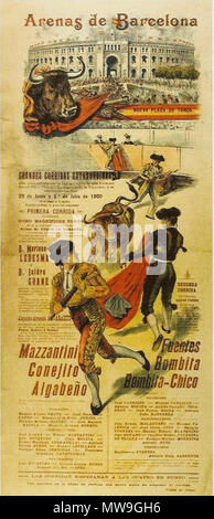 . Cartel de inauguración de la Plaza de Toros de Las Arenas (Barcelone) . Juin 1900. Ce fichier n'est pas informations sur l'auteur. Cartel 116 toros barcelona Banque D'Images