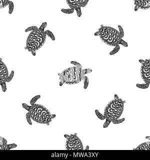 Profil de transparente esquisse dessinée à la main les tortues style isolé sur fond blanc. Vector illustration. Illustration de Vecteur