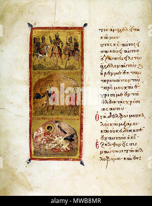 . Anglais : bataille entre David et Goliath, livre des Psaumes, Biblioteca Apostolica Vaticana, TVA. gr. 752, fol. Circa 1059 448v .. du Moyen Âge, inconnu 154 DavidGoliathBAVVatGr752Fol448v Banque D'Images