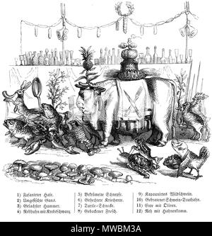 . Anglais : Illustration de "Un Autre Monde" par l'artiste français Grandville, chapitre VI. Deutsch : Illustration aus 'Un Autre Monde' ('Eine andere Welt') von dem französischen Künstler Grandville, chapitre VI. 1844. J. J. Grandville 252 Grandville, Autre Monde, Der Zug Banque D'Images
