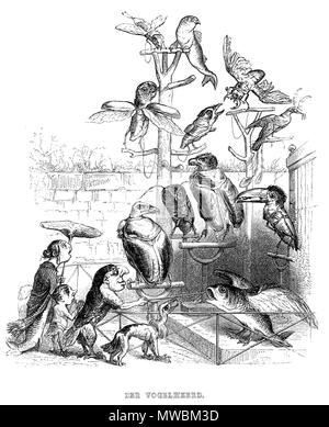 . Anglais : Illustration de "Un Autre Monde" par l'artiste français Grandville, chapitre XIX. Deutsch : Illustration aus 'Un Autre Monde' ('Eine andere Welt') von dem französischen Künstler Grandville, chapitre XIX. 1844. J. J. Grandville 252 Grandville, Autre Monde, Vogelheerd Banque D'Images