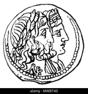 . Anglais : Coin montrant Dione et Zeus. 27 mai 2011. son propre travail 164 Dione et Zeus - Roscher 1,1 p. 1029 Banque D'Images