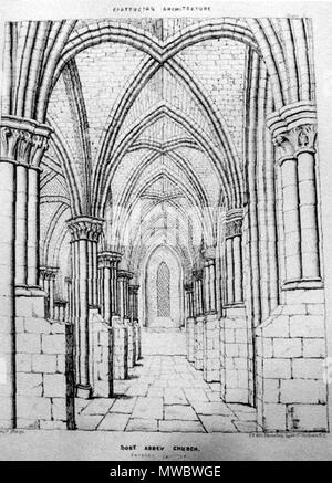 . Anglais : un dessin de l'intérieur de l'abbaye Dore par Edmund Sharpe . 23 février 2012. Edmund Sharpe 168 Dore Abbey par Sharpe Banque D'Images