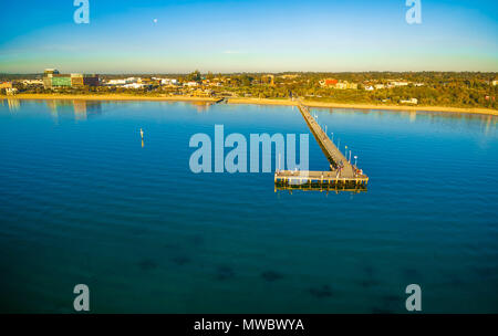 Panorama de l'antenne de Frankston Pier et de l'estran. Melbourne, Australie Banque D'Images