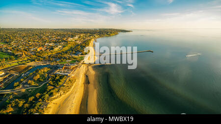 Panorama de l'antenne de Frankston waterfront au coucher du soleil Banque D'Images