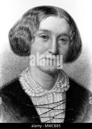 . George Eliot : Anglais Français : L'écrivain britannique George Eliot (portrait en noir et blanc), l'admiratrice de Walden de Thoreau. La gravure montre l'écrivain la tête légèrement penchée vers la droite, souriante et les cheveux tombant de chaque côté et formant deux boules. Date inconnue. George Eliot 3 inconnu 238 Banque D'Images