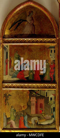 245 Giovanni del Biondo - martyre de St Sébastien et scènes de sa vie - panneau de gauche Banque D'Images