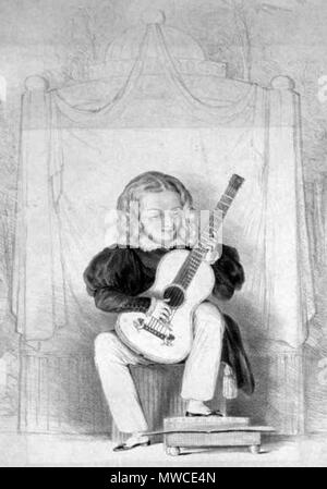 . Anglais : guitariste et compositeur classique italien Giulio Regondi (1822-1872) apparaissant comme une enfant prodige au Royal Adelphi Theatre à Londres le 3 septembre 1831. 19e siècle. 246 Giulio Regondi non attribuées au Royal Adelphi Theatre, Londres, 1831 Banque D'Images