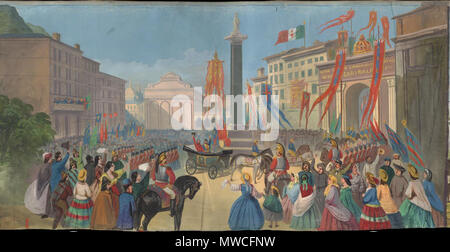 . Anglais : Autres titres : Victor Emanuel & Garibaldi's grand entrée dans Naples (Autre titre : création/publication) : Nottingham : 1860 créateurs et contributeurs : Histoire, J. J. (artiste) Description : Description physique : 1 144,3 x 280,6 ; scène cm numérique reformaté. Résumé : Garibaldi et le roi Victor Emmanuel sont accueillis par les tempêtes d'applaudissements et des cris de "Vive Garibaldi !' comme ils entrent dans Naples. Numéro d'appel : DG552.8.G2 S86x 1860 (annexe N° Appel Hay) notes générales : Scène isolée d'un multiscene panorama genre(s) : Série panoramas vie héroïque et la carrière de Garibaldi Banque D'Images