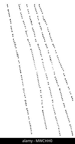 . English : Calligramme de Guillaume Apollinaire intitulé Il pleut. 4 octobre 2013. Guillaume Apollinaire (1880-1918) Noms alternatifs pseudonyme : Germain Amplecas, Wilhelm Apollinaris de Kostrowitsky, pseudonyme : Louise Lalanne, poète français-italien Description de l'écrivain, dramaturge, critique d'art, mémorialiste et conteur Date de naissance/Décès 26 Août 1880 9 novembre 1918 Lieu de naissance/décès Rome Paris contrôle d'autorité : Q133855 : VIAF 66462795 ISNI : 0000 0001 2137 1423 ULAN : 500010539 RCAC : n78080654 NLA : 35007484 256 WorldCat - Guillaume Apollinaire Calligramme - Il pleut Banque D'Images