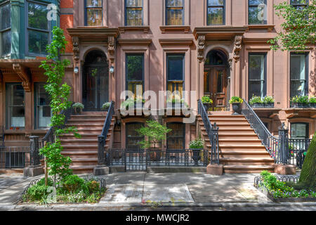 Immeuble Brownstone à Brooklyn Heights, Brooklyn, New York City Banque D'Images