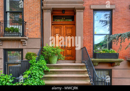 Immeuble Brownstone à Brooklyn Heights, Brooklyn, New York City Banque D'Images