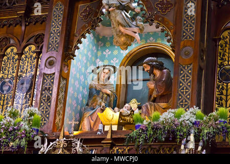 Une scène de la Nativité à l'intérieur d'une église catholique - Guanajuato, Mexique Banque D'Images