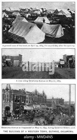 . Guthrie, Oklahoma. Le 24 avril 1889 ; 10 mai 1889 ; et le 10 mai 1893 lors de la visite du Gouverneur. Montre un développement rapide de la ville. 1912. E. Benjamin Andrews 259 Guthrie Indiana commencer Banque D'Images