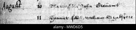. Anglais : la mort de Shakespeare Hamnett notice. http://internetshakespeare.uvic.ca/Library/SLT/life/hamnetdeath.html . 8 février 2008 (date d'origine). À Wrad en.wikipedia 264 HamnetDeath Banque D'Images