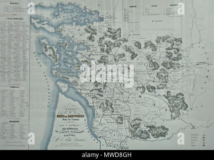 . Français : Carte du pays de Santones sous les Romains . avant 1878. Auguste Lacurie 116 Carte du pays de Santones sous les Romains Banque D'Images