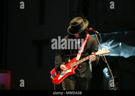 The White Stripes groupe jouant au festival Exit 2005, Novi-Sad, Serbie. Banque D'Images