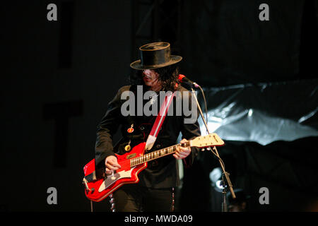 The White Stripes groupe jouant au festival Exit 2005, Novi-Sad, Serbie. Banque D'Images