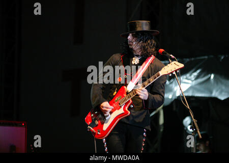 The White Stripes groupe jouant au festival Exit 2005, Novi-Sad, Serbie. Banque D'Images