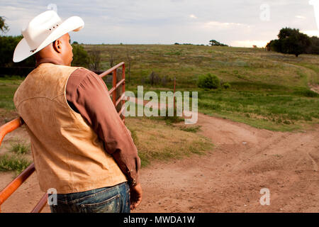 Vue arrière d'un African American cowboy. Banque D'Images