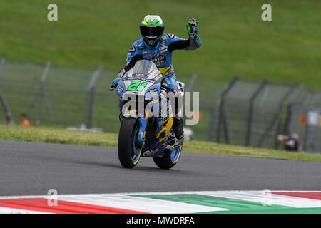 Circuit du Mugello, Scarperia, Italie. 1er juin 2018. Le Grand Prix Moto d'Italie, essais libres vendredi ; Franco Morbidelli (Marc VDS) vagues aux fans d'Action Crédit : Plus Sport/Alamy Live News Banque D'Images