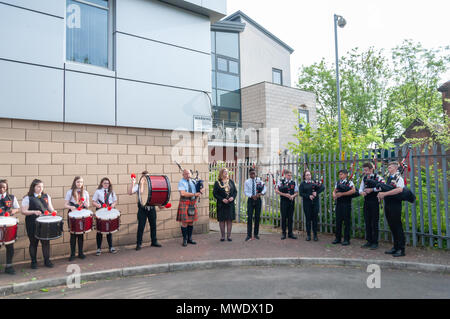 Glasgow , Ecosse, Royaume-Uni. 1er juin 2018. Le Lord Provost de Glasgow Eva Isoète assiste à la foire annuelle de Govan avec l'événement de cette année célèbre son 262e anniversaire. La Foire commence avec le couronnement de la reine inauguration suivie d'une procession dans les rues de Govan. Credit : Skully/Alamy Live News Banque D'Images