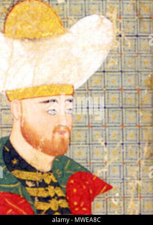 . Le sultan Bayézid I 'la foudre'. Peinture miniature ottomane, détail d'une famille-tree : le portrait du Sultan. [Exposition présentée au Musée du Palais de Topkapi à Istanbul, 6.6.-6.9. 2000]. Topkapı Sarayı Müzesi, Istanbul . 8 octobre 2008, 13:48 (UTC). travail dérivé : Einsamer Schütze (talk) JE Bayezit.jpg : peintre miniature Ottoman Bayezit I 289 petit Banque D'Images