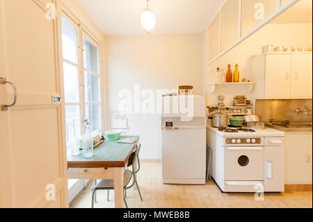 À l'intérieur de l'appartement témoin, un musée à plat dans le style des années 1950 à Le Havre, France Banque D'Images