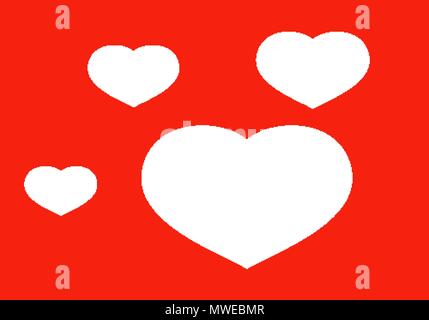 L'amour avec l'arrière-plan rouge coeurs blancs dispersés Illustration de Vecteur