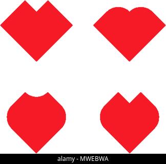 Ensemble de forme géométrique wierd coeurs rouges Illustration de Vecteur