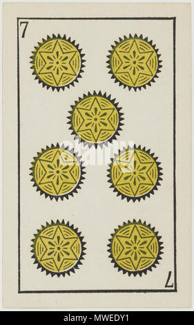 . Anglais : Aluette deck, B. P. Grimaud éditeur, France, 1860 : sept de pièces . 1860. B. P. Grimaud 315 Jeu d'Aluette - Grimaud - 1860 - Sept pièces de Banque D'Images