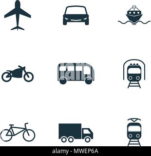 Vecteur icônes de transport de ville collection en version plate. Vihecles ville, transport, auto pour la conception web, des présentations et des applications mobiles. City transport icons set sur fond blanc. Illustration de Vecteur