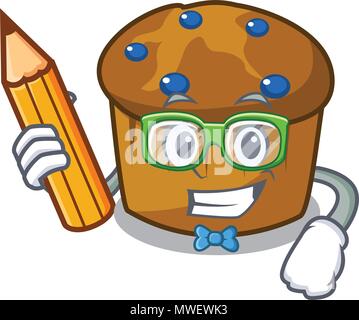 Cartoon caractères blueberry mufin étudiant Illustration de Vecteur