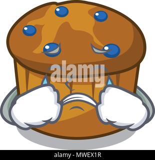 Blueberry mascot cartoon mufin pleurer Illustration de Vecteur