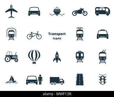 Mettre le design plat dans la collection d'icônes. Vihecles ville, transport, auto pour la conception web, des présentations et des applications mobiles. Icônes de transport situé sur fond blanc. Banque D'Images