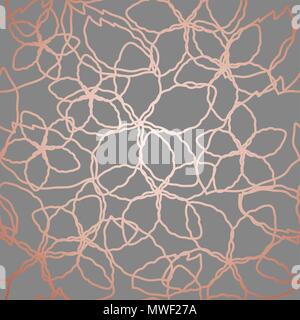 Or transparente motif floral peint les lignes sur fond gris. Cette image est une illustration vectorielle. Illustration de Vecteur