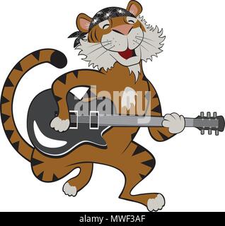 Rock Star Tiger Vector Illustration sur fond blanc Illustration de Vecteur