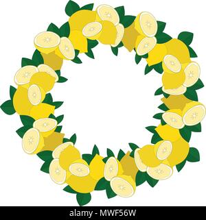 Châssis circulaire avec Vector illustration de citron. Concept illustration pour l'épicerie, magasins de l'agriculture, l'emballage et la publicité. Illustration de Vecteur