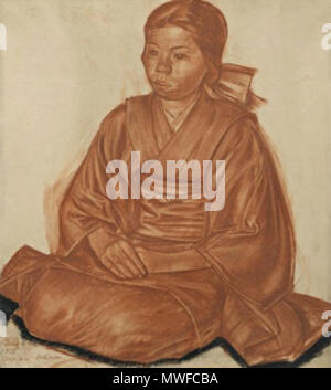 . 1919 Японская сепия девушка бумага, 56.50/51.00 см (22.24/20.08 дюймов) . 1919. A.Yakovlev 309 japonaise par A.Yakovlev (1919) Banque D'Images